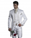 2022 التطريز البدلات الرسمية رجالي الدعاوى وصيف أبيض زر واحد بدلة الزفاف الرسمية jacketpantsvest ثلاث قطع