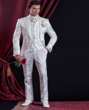 بدلة رسمية ضيقة مصنوعة خصيصًا من رفقاء العريس jacketpantsvest طقم بدلة زفاف العريس للرجال بدل رجالي للحفلات الراقصة