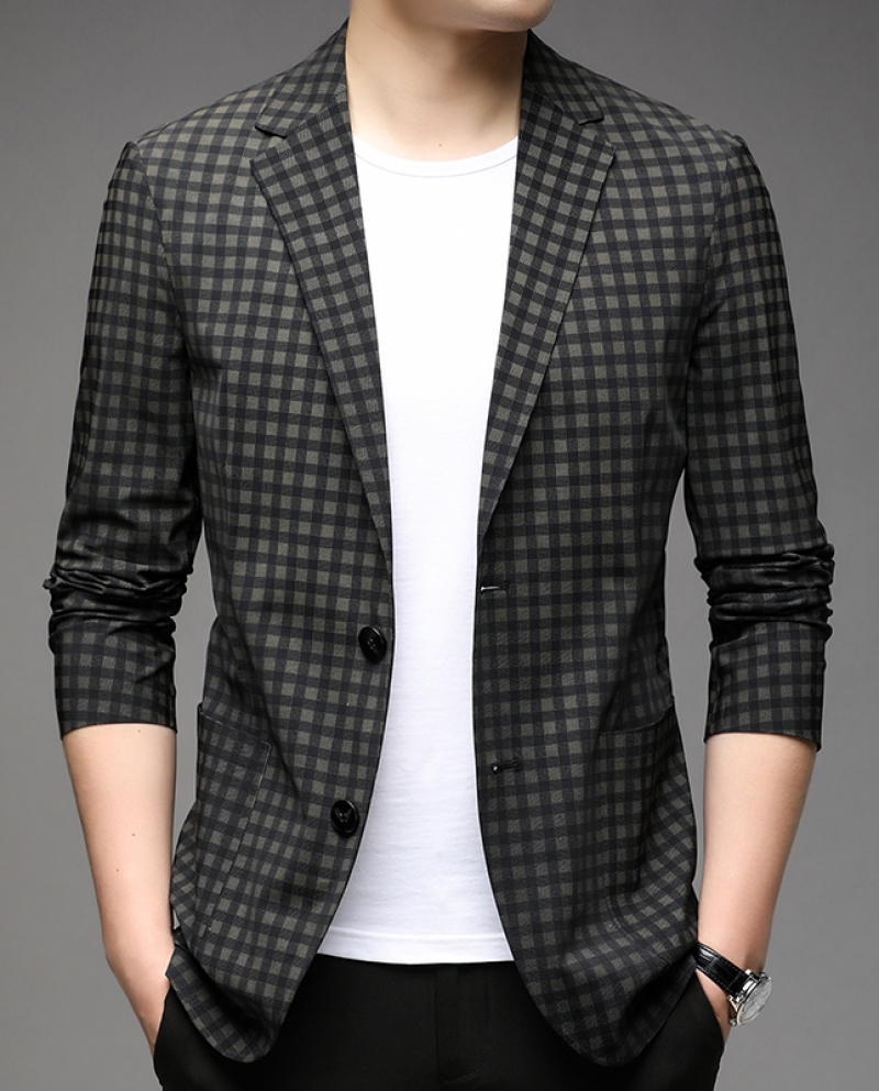 2022 Fall New Mens Business Casual Suit Fashion Grid High Quality Home Comfort Banquet Plus Size Groom Dress Mens Blaz