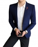 New Men Casual Blazer British Style Business Slim Fit Plaid Suit Coat Long Sleeve Male Formal Single Buckle Suit Jacket 