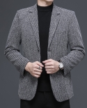 High End Mens Suit Coat  Fashion Slim Mens Jacket Business Casual Formal Coat High Quality Woolen Blended Male Blazers