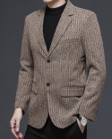 High End Mens Suit Coat  Fashion Slim Mens Jacket Business Casual Formal Coat High Quality Woolen Blended Male Blazers