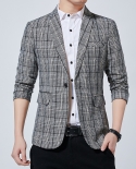 New Brand Mens Blazers Slim Fit Suits For Men Business Formal Coat Male Wedding Suit Jackets Male Fashion Plaid Blazer J