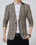 New Brand Mens Blazers Slim Fit Suits For Men Business Formal Coat Male Wedding Suit Jackets Male Fashion Plaid Blazer J