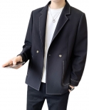 Black Temperament Of Blue Coat Jacket Lapel Suit Cultivate Ones Morality Autumn  Men  Smart Casual  Blazers  Blazer Men
