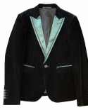 Men Suit Jacket England Style Single Button Trend Young Men Suit Top Black Contrast Slim Fit Single Button Casual Men Bl