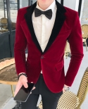 Mens One Button Dress Blazers  Brand New Nightclub Prom Men Red Slim Fit Suit Jacket Wedding Stage Singer Costume  Blaze
