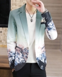 New Mens Blazer Social Personality Handsome Suit 2022 Spring Men  Lrregular Pattern Clothes Trend Slim Small Suit