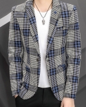 2022 Fashion New Brand Mens Blazer Casual Business Plaid Young And Handsome Slim Fit Formal Dress Blazers Jacket Suit C