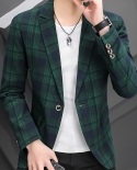New Men Blazers Spring British Style Plaid Young And Handsome Male Slim Business Casual Blazer Coat Men Suit Jacket Oute