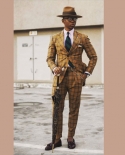Formal Men Suits High Quality Grid 2022 Slim Fit Velvet Lapel Groom Suit Mens Tuxedo Blazer Weddingprom Suits 2 Piecesu