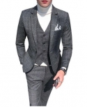 Jacket Pants Vest  Men Suits Mens Casual Boutique Business Grid Suit Suits Blazers Trousers Waistcoat Tuxedos Terno Mas