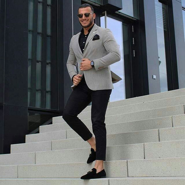 Casual grey sale blazer mens