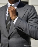 بدلة رجالي باللون الرمادي الداكن بزر واحد ملابس سهرة للحفلات من قطعتين مناسبة رسمية جاكيت طية صدر السترة ذروته بدلة سهرة للزفاف