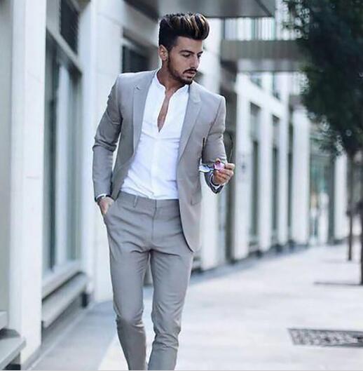 Grey suit casual look sale