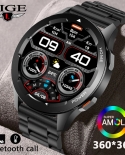 Lige Nfc Smartwatch Men Amoled 360*360 Body Temperature Monitoring Watches Voice Assistant Bluetooth Call Waterproof Sma