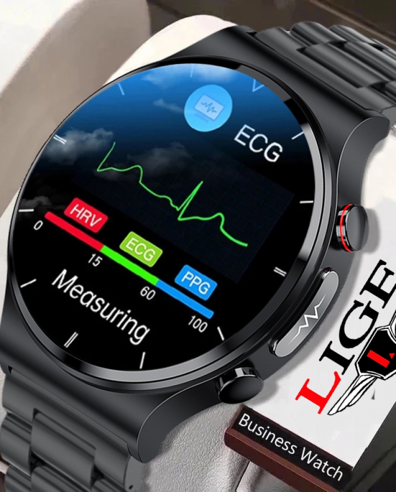Lige جديد Ecgppg ساعة ذكية الرجال معدل ضربات القلب ضغط الدم ساعات رجالي الصحة جهاز تعقب للياقة البدنية مقاوم للماء Smartwatch Fo