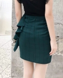 Elegant Fashion Ruffles Strip Splicing Mini Skirt 2022 Summer New Commute Allmatch High Waist Zipper Asymmetrical Bag Hi