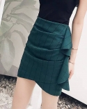 Elegant Fashion Ruffles Strip Splicing Mini Skirt 2022 Summer New Commute Allmatch High Waist Zipper Asymmetrical Bag Hi