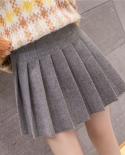 Y2k  Fashion Wool Plaid Skirt Harajuku Allmatch Aline High Waist School Pleated Skirt Preppy Sweet Kawaii Mini Skirts  S