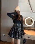 Y2k Skirt Women 2022  Fashion Woolen Plaid Skirt Lace Up High Waist Harajuku All Match School Preppy Mini Skirts For Gir