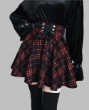 Y2k Skirt Women 2022  Fashion Woolen Plaid Skirt Lace Up High Waist Harajuku All Match School Preppy Mini Skirts For Gir