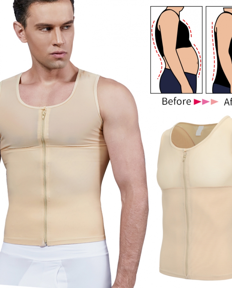 الرجال التخسيس الجسم المشكل التثدي ضغط قمصان البطن التحكم ملابس داخلية مدرب خصر الصدر Abs ضئيلة سترة الذكور