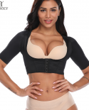 Women Chest Shaper Miss Moly Solid Short Sleeve Arms Bodyshapers Tops  Lace Deep U Neck Binders Lady Seamless Fajas Cors