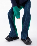 Abbigliamento da donna Stile ragazza Mopping Pantaloni a gamba larga Pantaloni casual con cuciture in denim