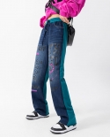 Abbigliamento da donna Pantaloni lunghi in denim con cuciture di nuovo stile con un senso di contrasto di colore