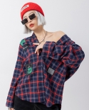 Womens Clothing New Long-sleeved Blouses Mid-length Loose Plaid Shirts