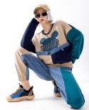 Womens Clothing New Early Autumn Loose Sweater Suits Contrast Color Sports Sweatpants Two Piece Set