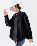 Womens Early Autumn New Solid Color Top Pleated Long-sleeved Irregular Shirt