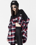 Womens Clothing New Style Brushed Plaid Shirt Paneled Hooded Jacket