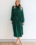 Long Sleeve Elegant Loose Maxi Dress Women Autumn Solid Color Sweet Vintage  Fashion Casual Long Dresses 2022