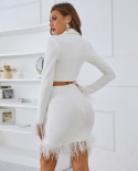 Fashion Autumn And Winter Long-sleeved Bandage Suit Skirt Womens Two-piece