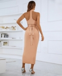 2022 חצאית ארוכה חדשה לנשים בעיצוב חלול חוש תחבושת תחבושת חצאית כותרת שמלת חתיכה אחת מטעם השיער