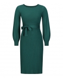 Womens New Autumn And Winter Knitted Dress Slim Pleated Mid-length Bottoming Sweater Skirt