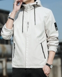 Mens New Hooded Casual Slim Outdoor Solid Color Jacket