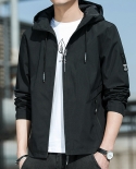 Mens New Hooded Casual Slim Outdoor Solid Color Jacket