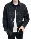 Mens New Single Breasted Casual Trend Topstitched Jacket