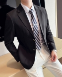 Mens Solid Color Large Pocket Casual Slim Fit Two Button Blazer