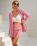 Fashionable Ladies Suit Skirt Autumn And Winter New Female Houndstooth Two-piece Suit