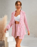 Fashionable Ladies Suit Skirt Autumn And Winter New Female Houndstooth Two-piece Suit