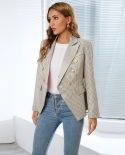 Autumn And Winter Womens Houndstooth Small Jacket Suit Jacket