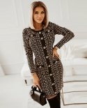 Autumn And Winter Womens New Slim Temperament Knitted Button Dress