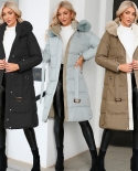 Wool Collar Contrast Color Coat Winter New Slim Fit Down Padded Jacket Mid-length Coat Women
