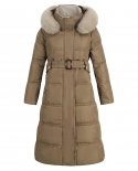 Wool Collar Contrast Color Coat Winter New Slim Fit Down Padded Jacket Mid-length Coat Women