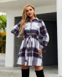 Womens Plus Size Long-sleeved Plaid Thickened Dress Design Retro Coat