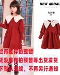 Autumn And Winter New Childrens Knitted College Style Big Red Girls Sweater Dress